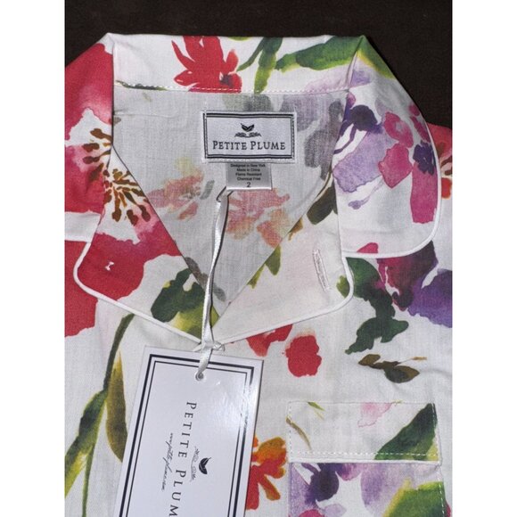 Petite Plume Baby Floral Pajama Set Cotton Multi-Color Long Sleeve Button-Down S - Picture 3 of 9